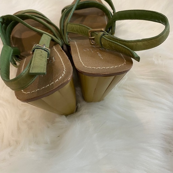 Linea Paolo Bamboo Wedges. Green/Brown. Sz 8 - Picture 5 of 8